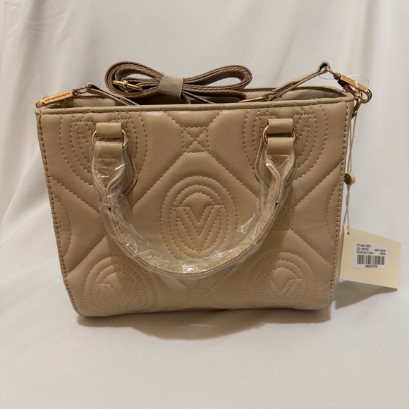 Valentino Orlandi Handbags - Valentino Orlandi Light Taupe Quilted Vegan Leather Hand Bag - NWT